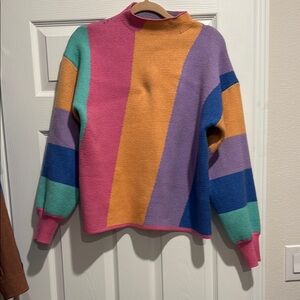 Striped mock neck sweater